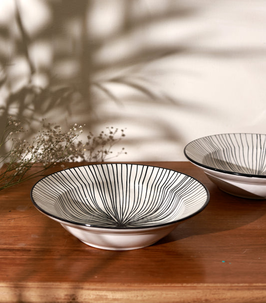 Black Strokes Pasta Plate