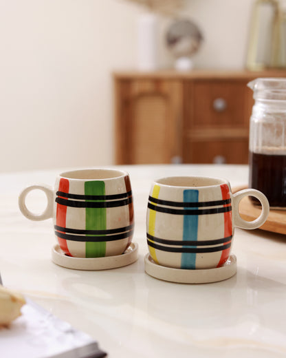 Checks Cup and Saucer Set