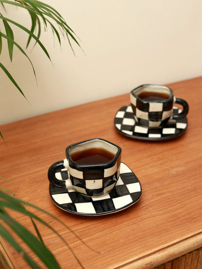 Black Checkmate Cup & Saucer Set