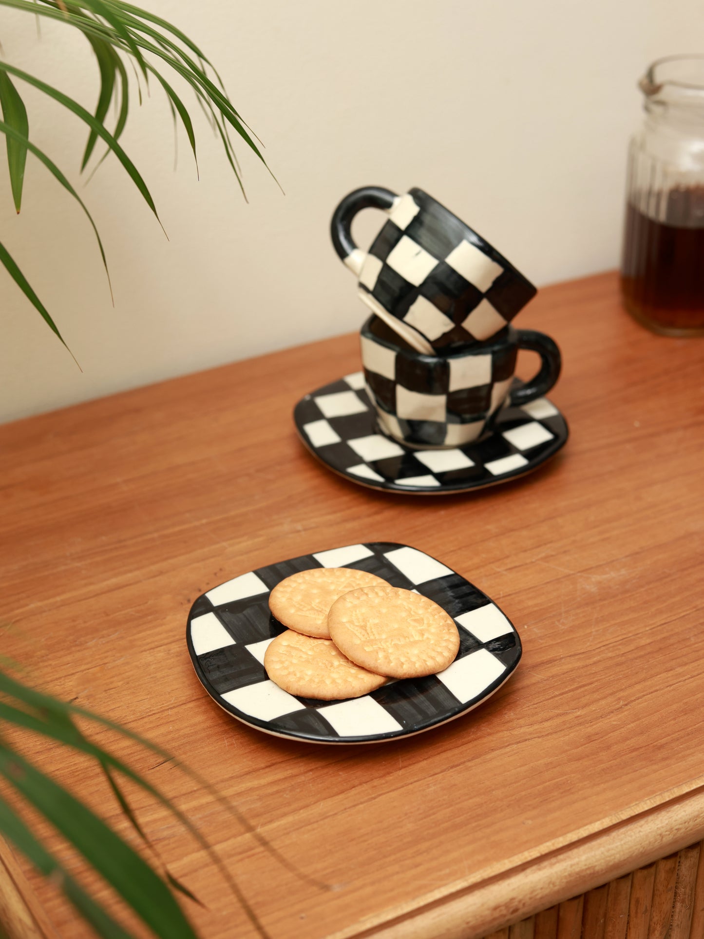 Black Checkmate Cup & Saucer Set