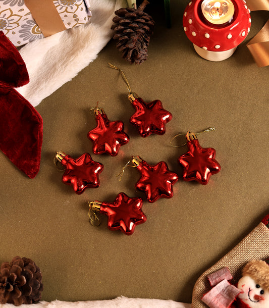 Scarlet Shine Red  Star Ornaments (Pack of 6)