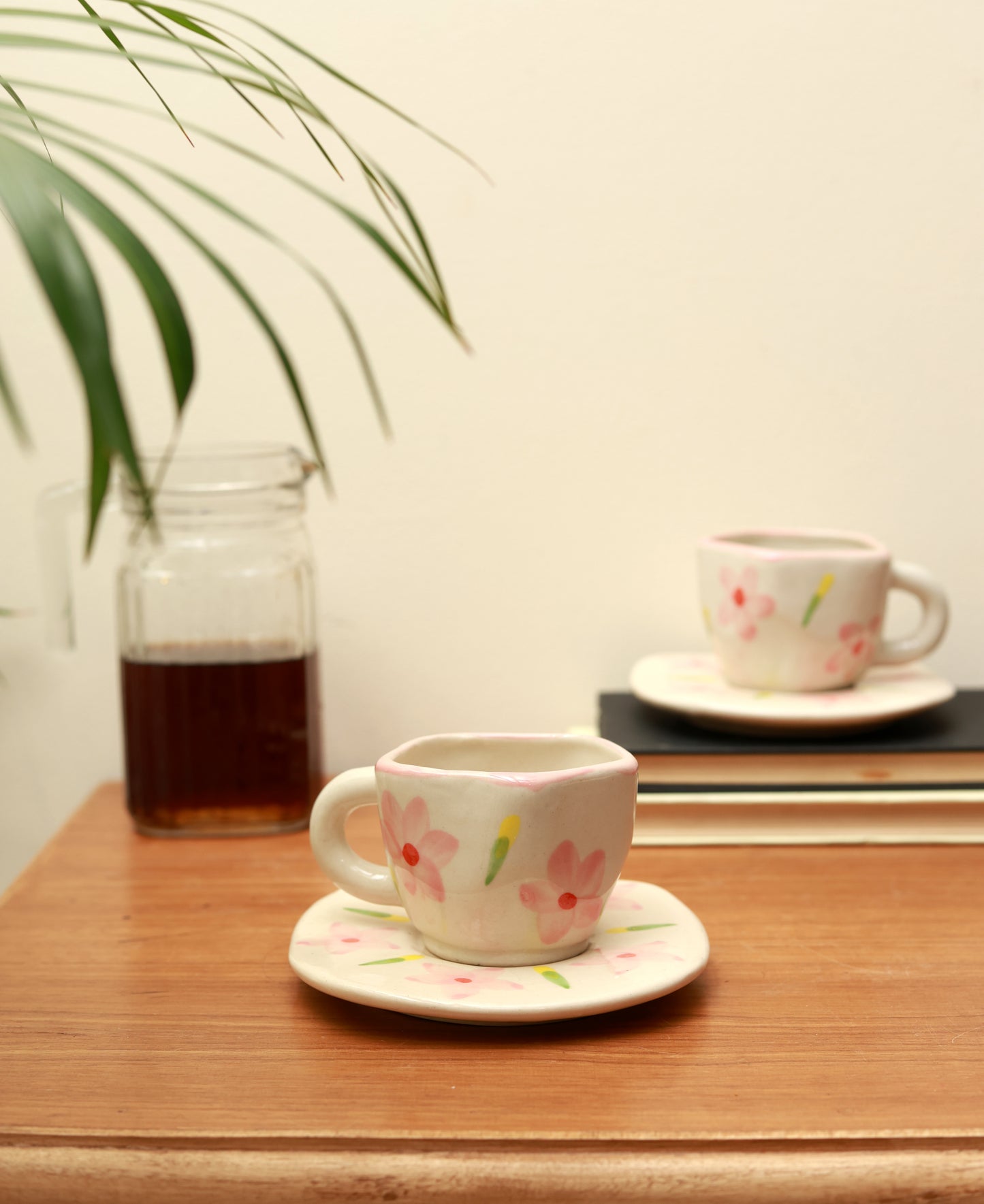 White Pink Flower Cup & Saucer Set