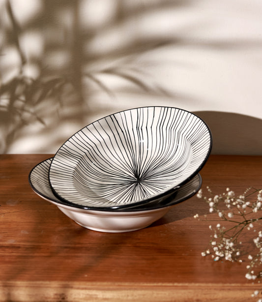 Black Strokes Pasta Plate