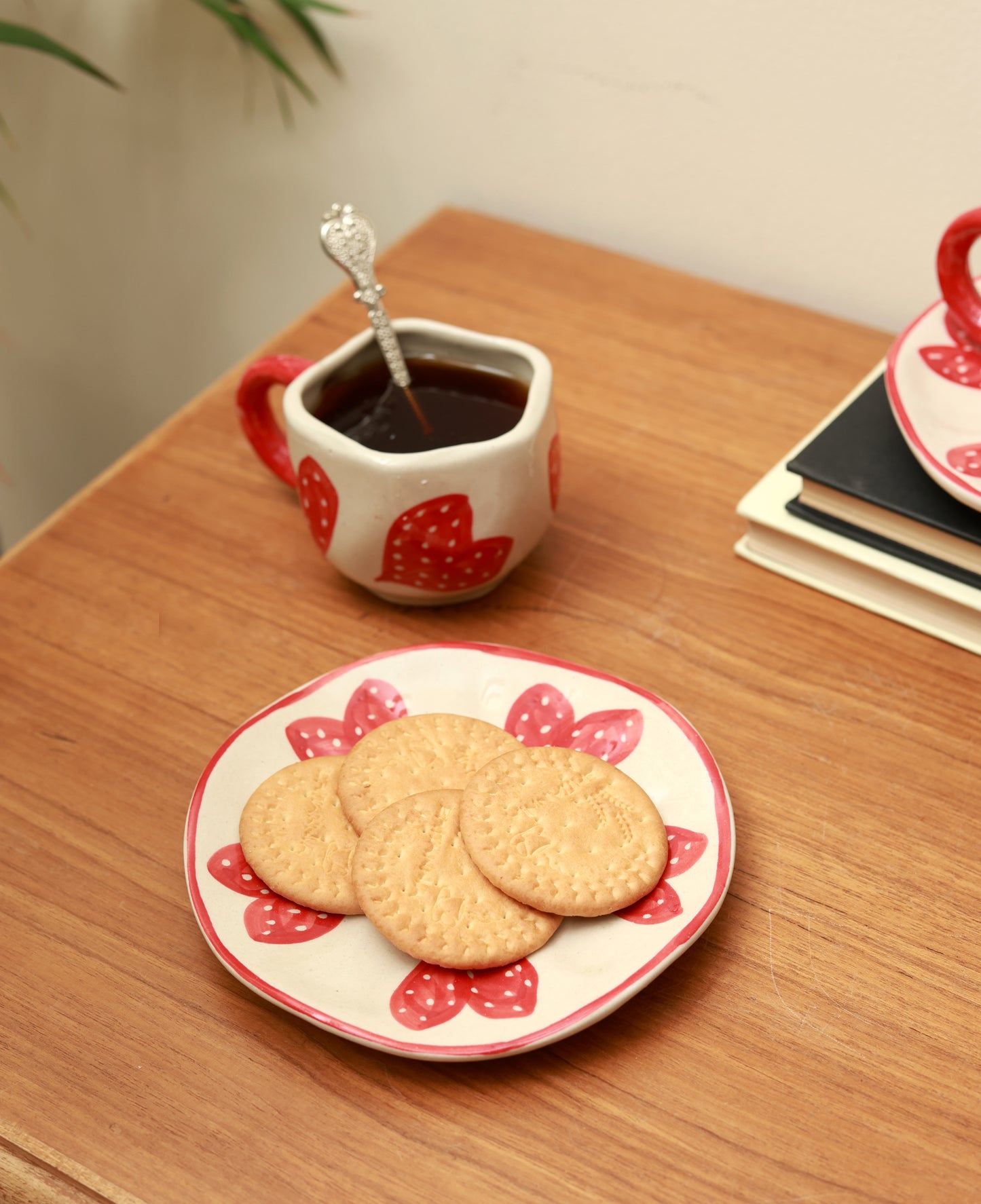 Red Little Hearts Cup Saucer Set