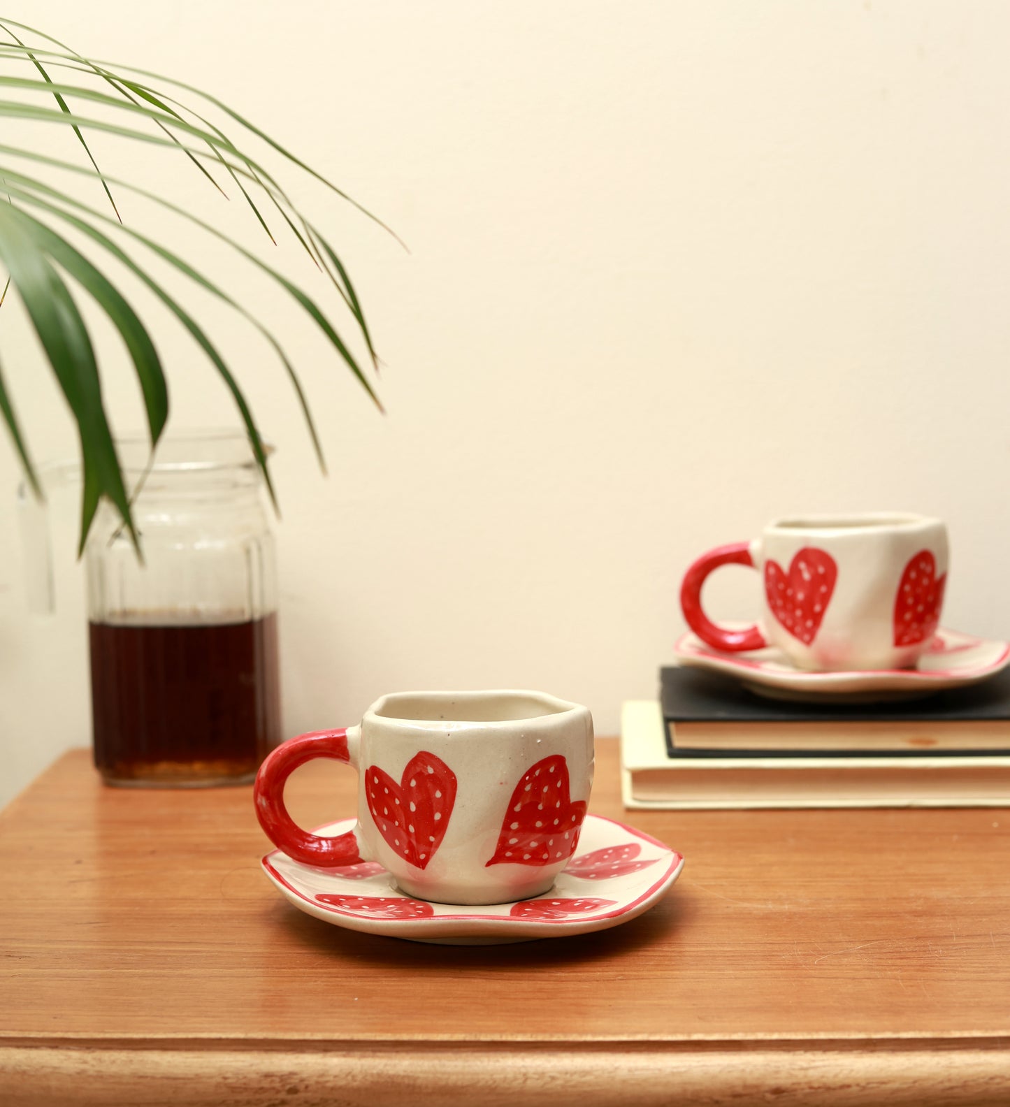 Red Little Hearts Cup Saucer Set