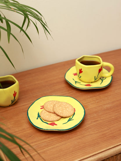 Yellow Flower Cup & Saucer Set