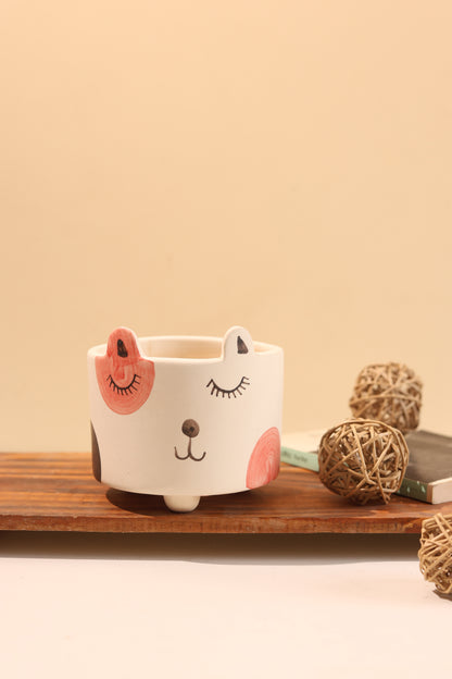 White Cat Planter