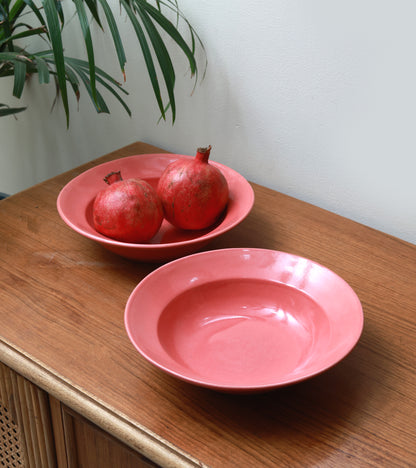 Pink Solid Pasta Plate