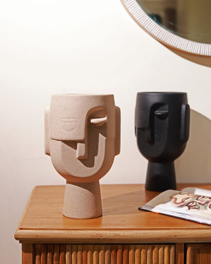 Abstract Face Vase 2.0 (Beige)