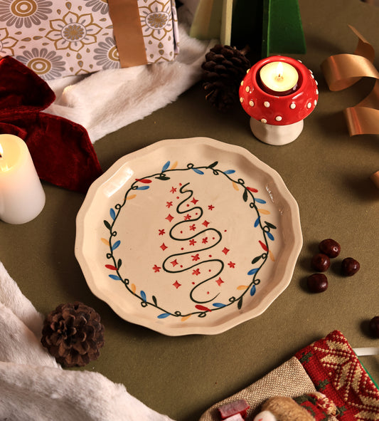 Hanpainted - Evergreen Christmas Snack Plate