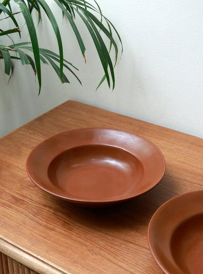 Brown Solid Pasta Plate