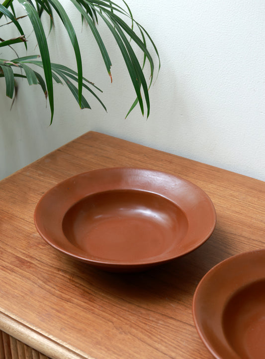 Brown Solid Pasta Plate