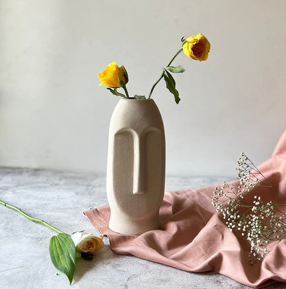 Abstract Face Vase (Beige)