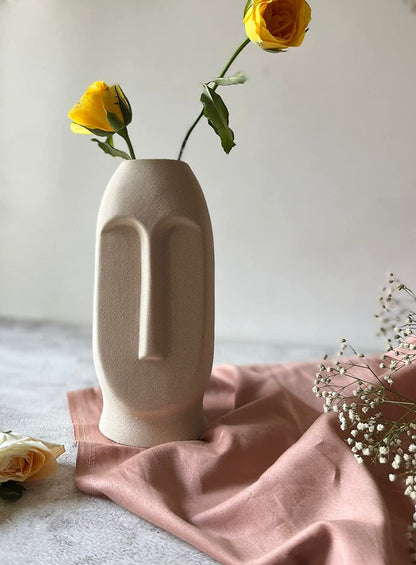 Abstract Face Vase (Beige)