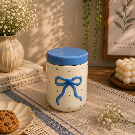 Blue Bow Jar