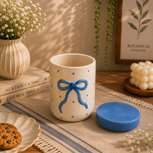 Blue Bow Jar