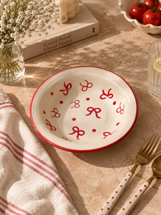 Red Bows Pasta Plate