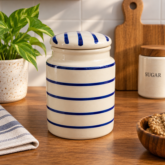 Blue Heritage Jar with Lid (Medium)