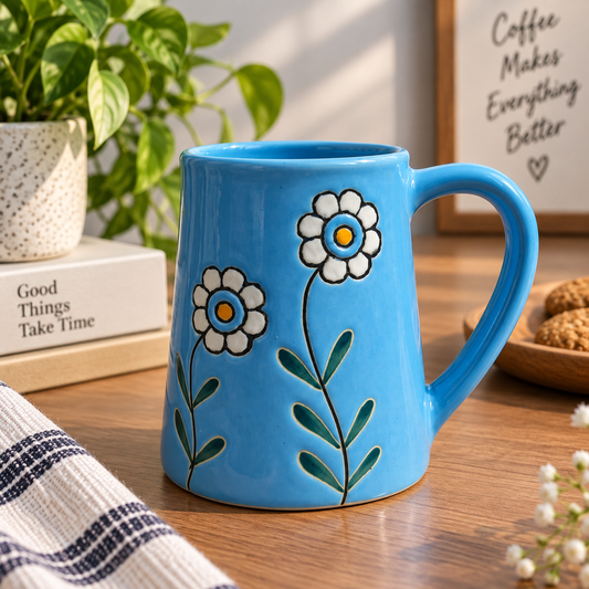 Blush Blue Flower Mug
