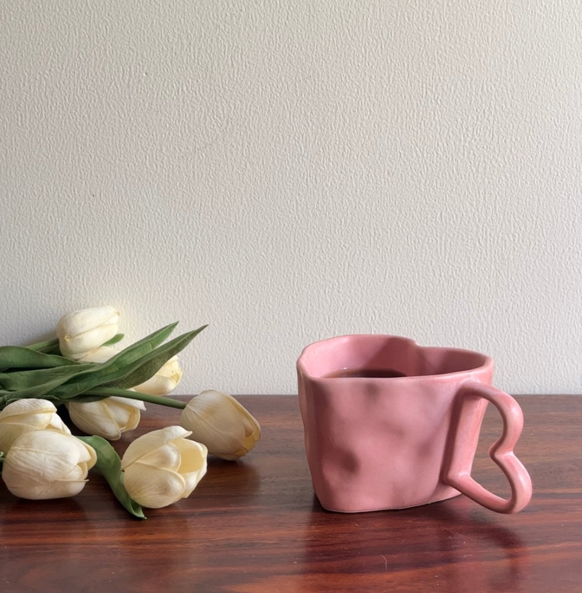 Pink Heart Shaped Mug