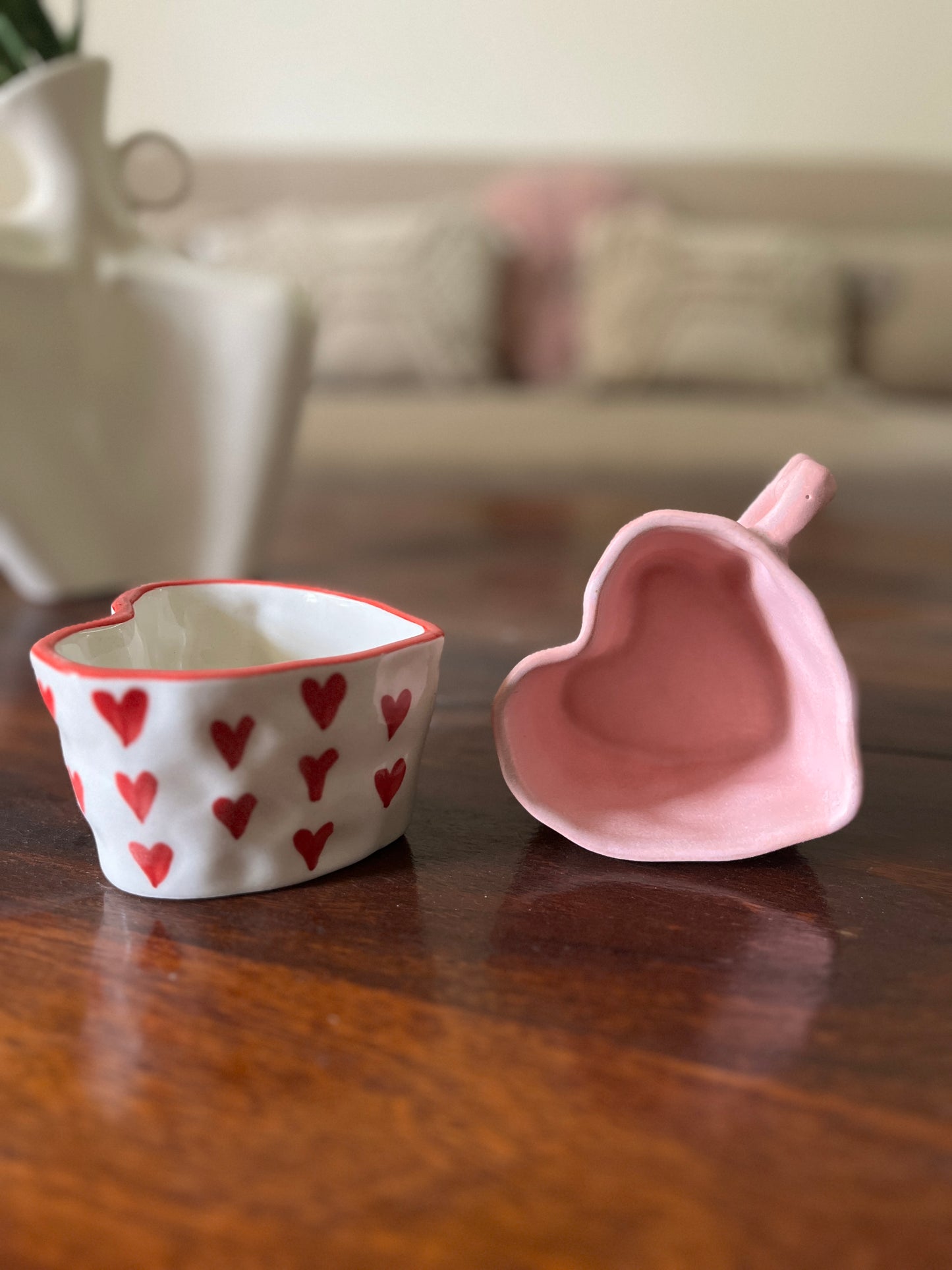 Pink Heart & Red Heart Shaped Mug Combo