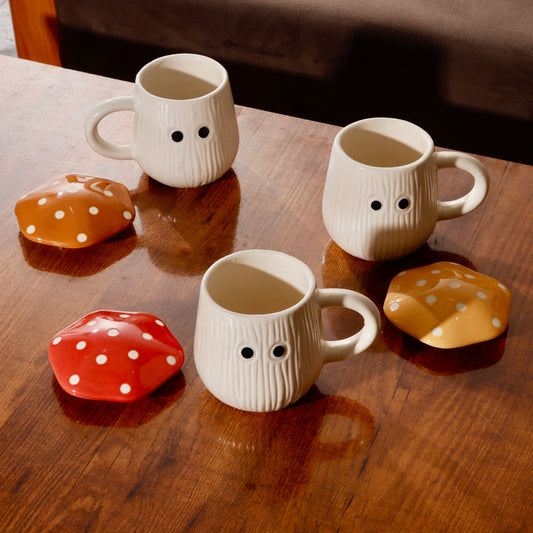 Mushroom Mug with Lid Combo of 3