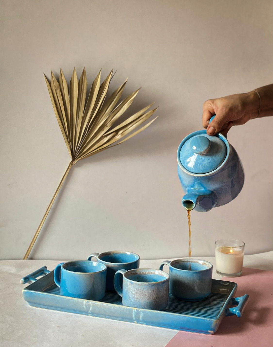 Studio Pottery Blue Kettle set