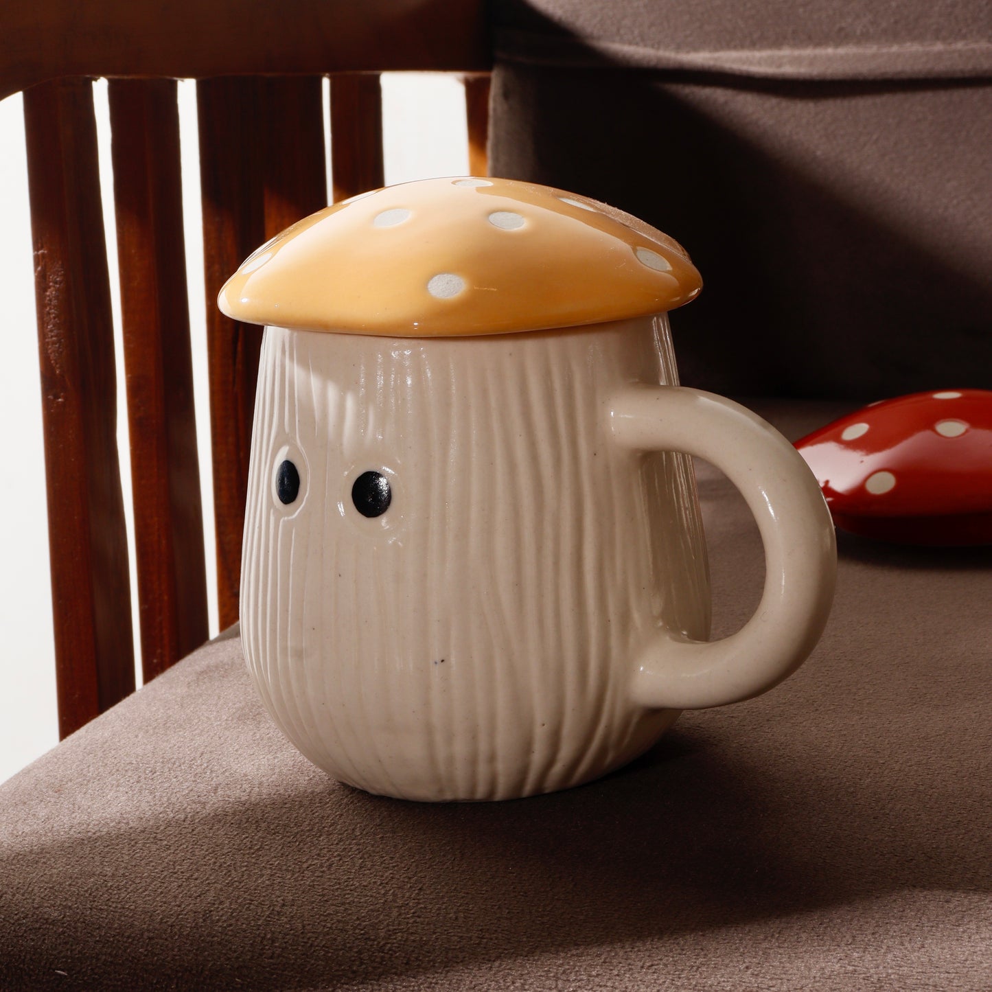 Mushroom Mug with lid (Yellow)