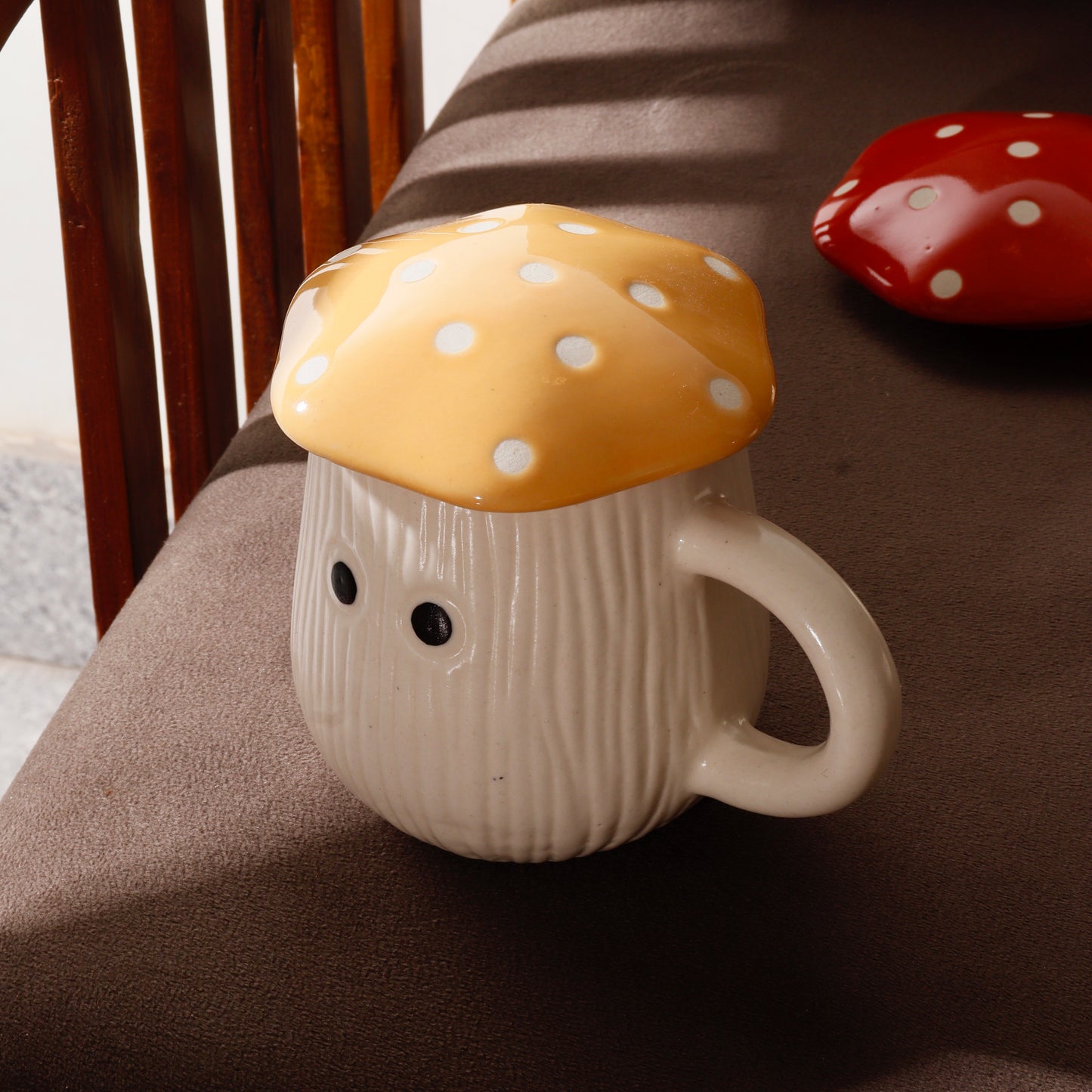 Mushroom Mug with lid (Yellow)