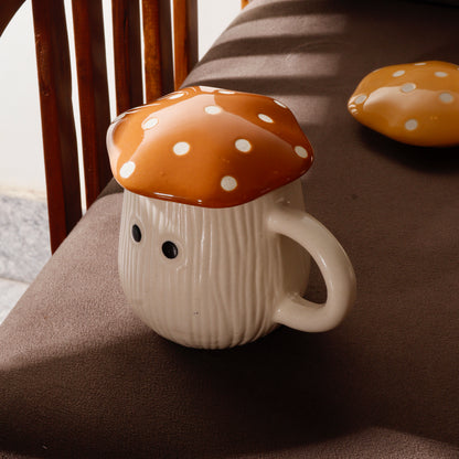 Mushroom Mug with lid (Brown)