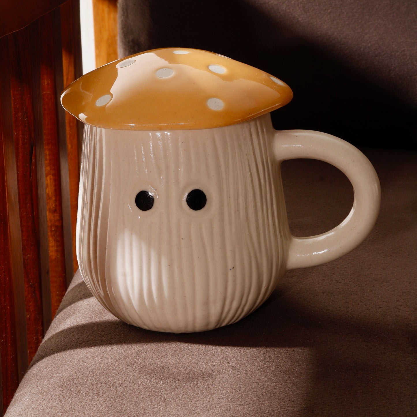 Mushroom Mug with lid (Yellow)