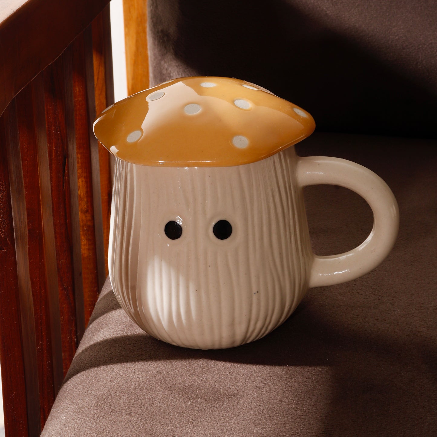 Mushroom Mug with lid (Yellow)