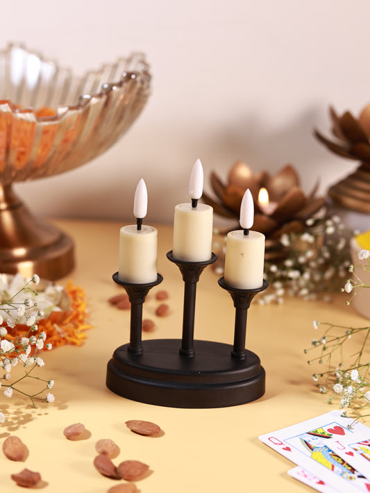 Vintage European 3-Light LED Candle Stand