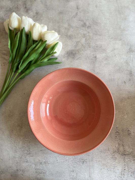 Pink Solid Pasta Plate