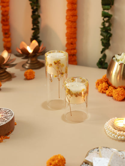 Blossom & Light Double Layered Glass Candle Set || Miz Arab