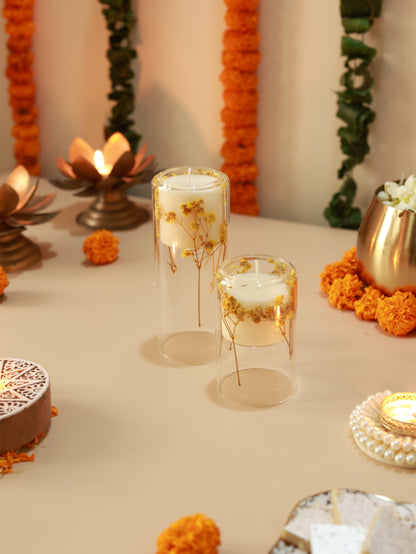 Blossom & Light Double Layered Glass Candle Set || Miz Arab