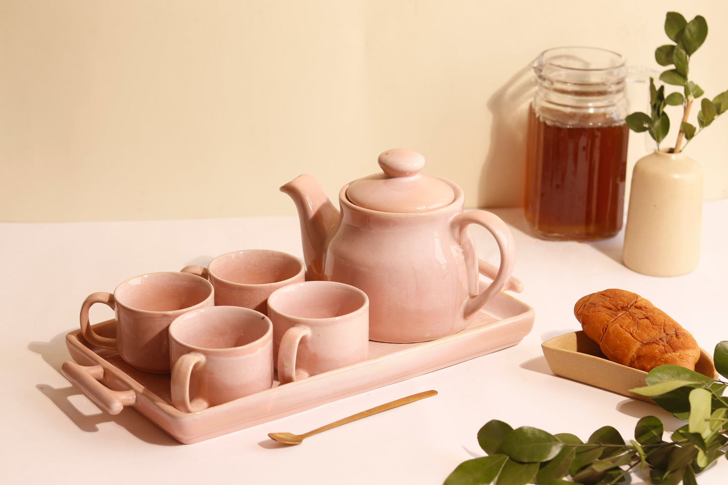 Studio Pottery Kettle set- Pink