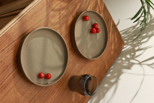 Round Coupe Shaped Platter Olive Green