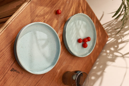 Round Coupe Shaped Platter Sky Blue