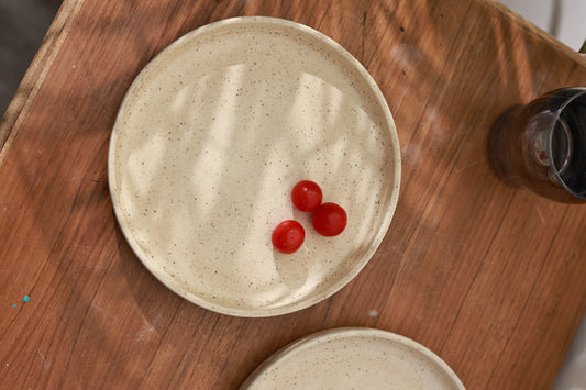 Round Coupe Shaped Platter Beige