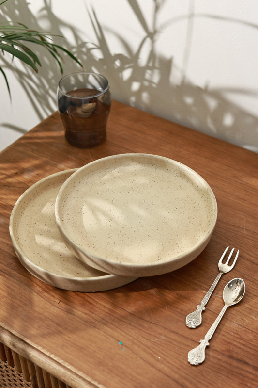 Round Coupe Shaped Platter Beige