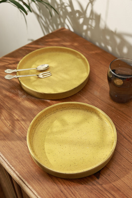 Round Coupe Shaped Platter Mustard