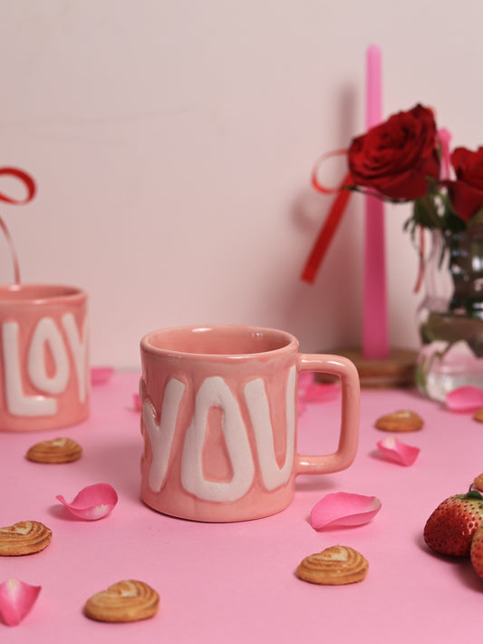 'I LOVE YOU' Mug- Pink