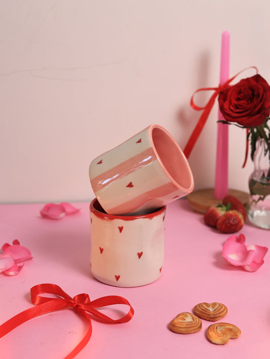 Little Hearts & Blush Stripes Mug Combo