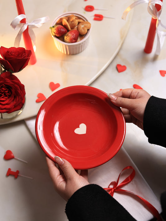 Red Heart Pasta Plate
