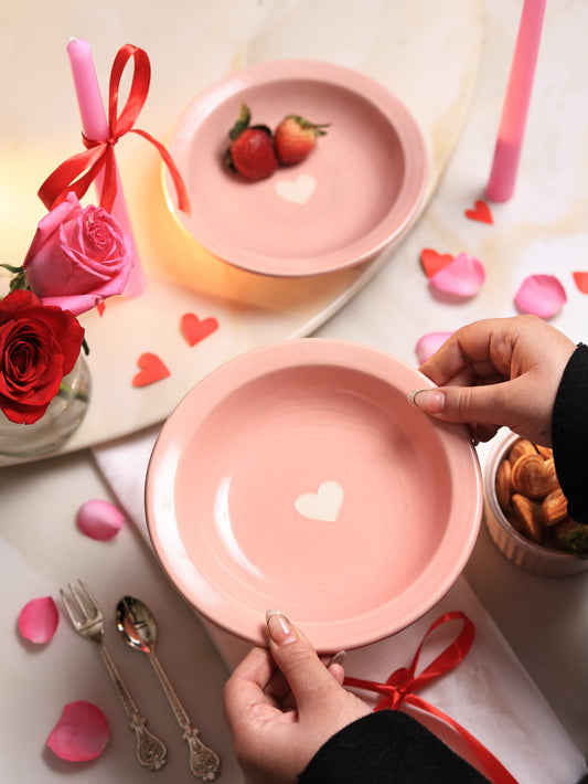 Pink Heart Pasta Plate
