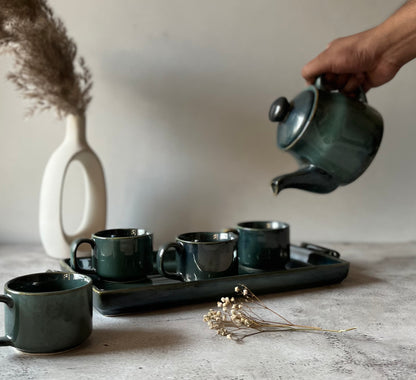 Studio Pottery Kettle set- Olive