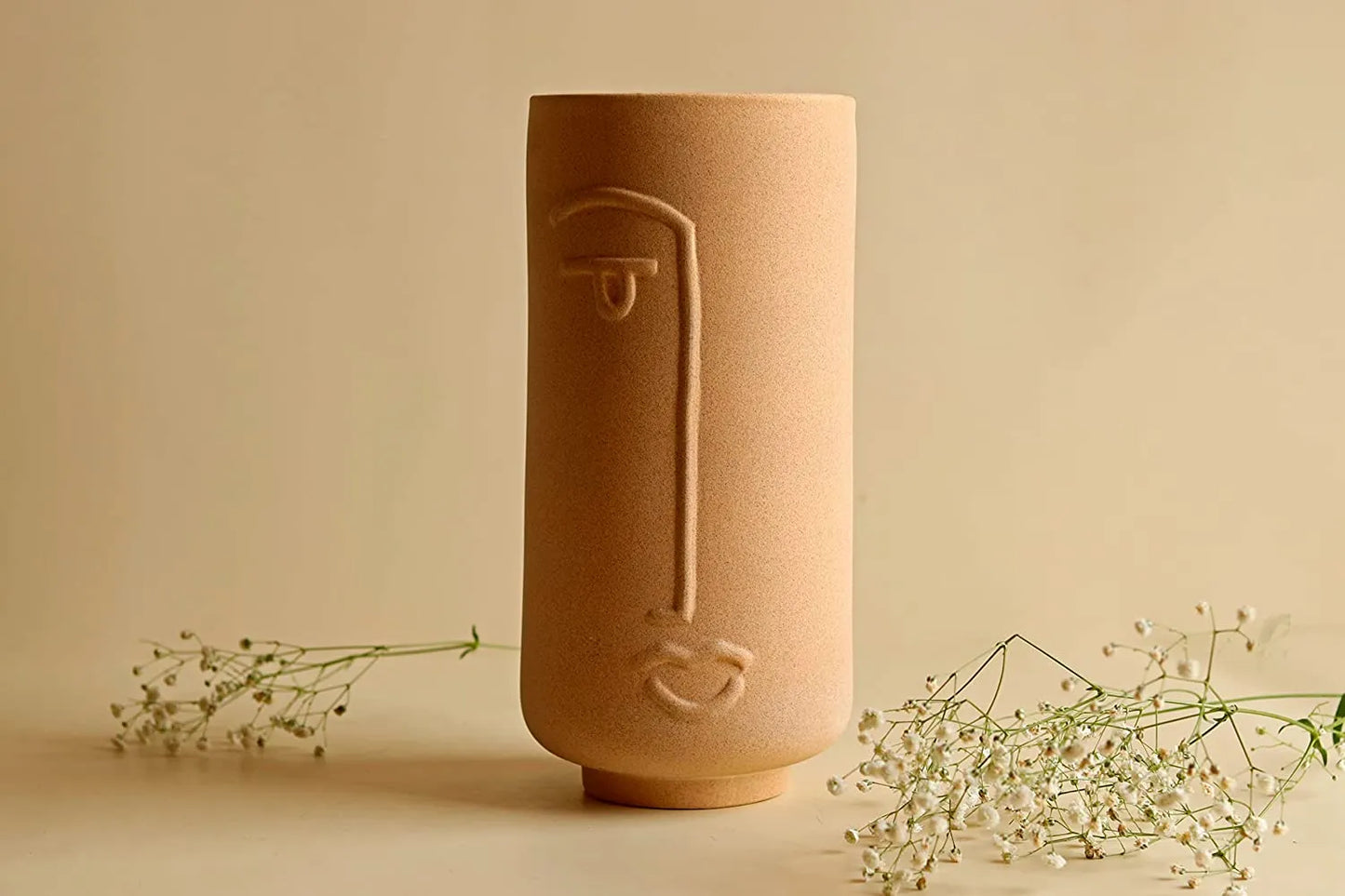 Line Art Ceramic Face Vase Combo