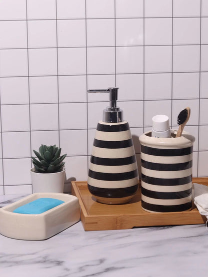 STRIPED ceramic bathroom accessories set (3 pieces set)