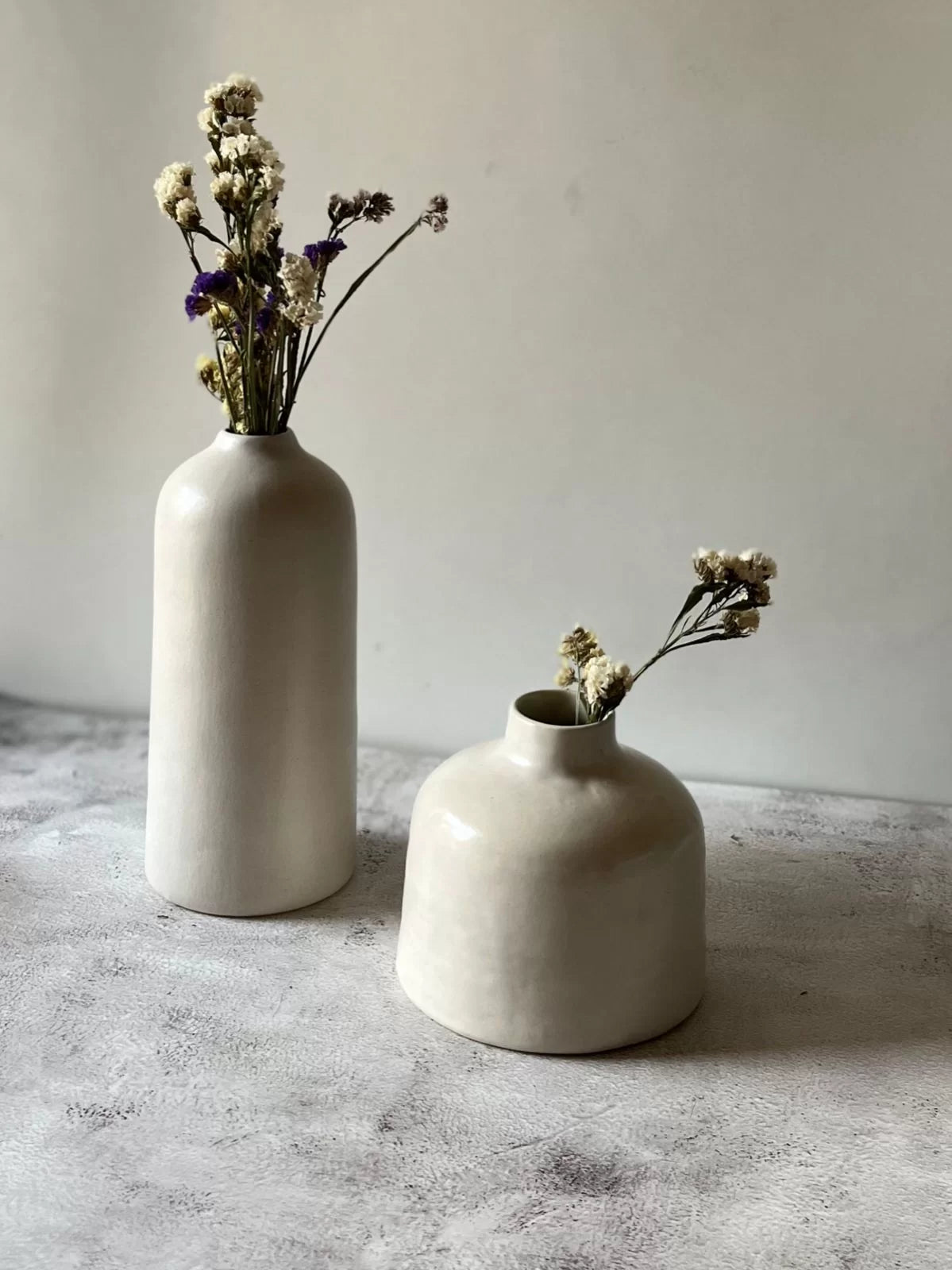 Matte Clay Vases- white (Set of 2)